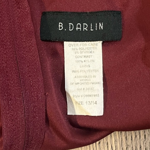 B Darlin Burgundy Sequined Dress Size 13/14 - Picture 11 of 12